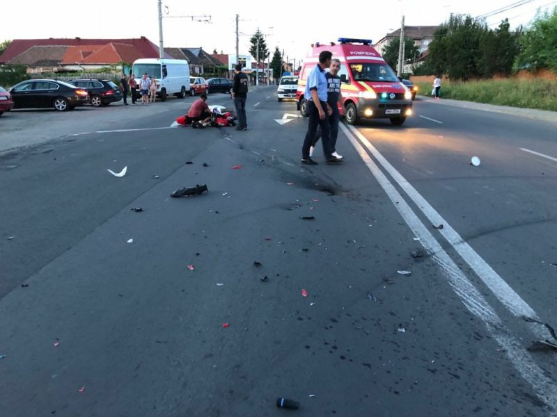 video foto accident pe soseaua sibiului - motociclist rănit