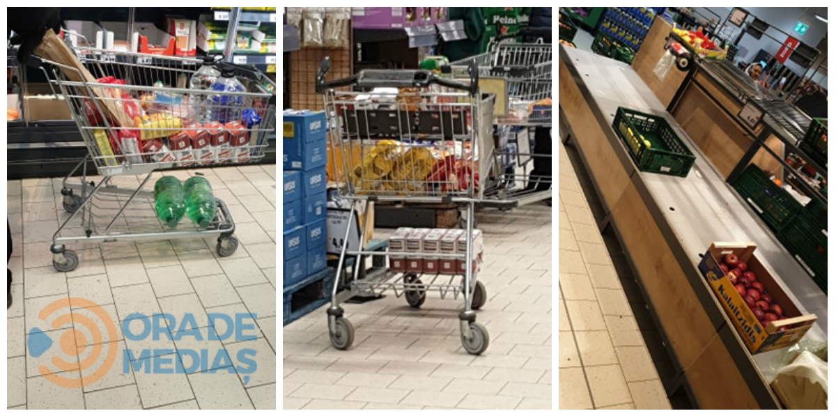 foto supermarketurile din oraș luate cu asalt - medieșenii speriați de coronavirus