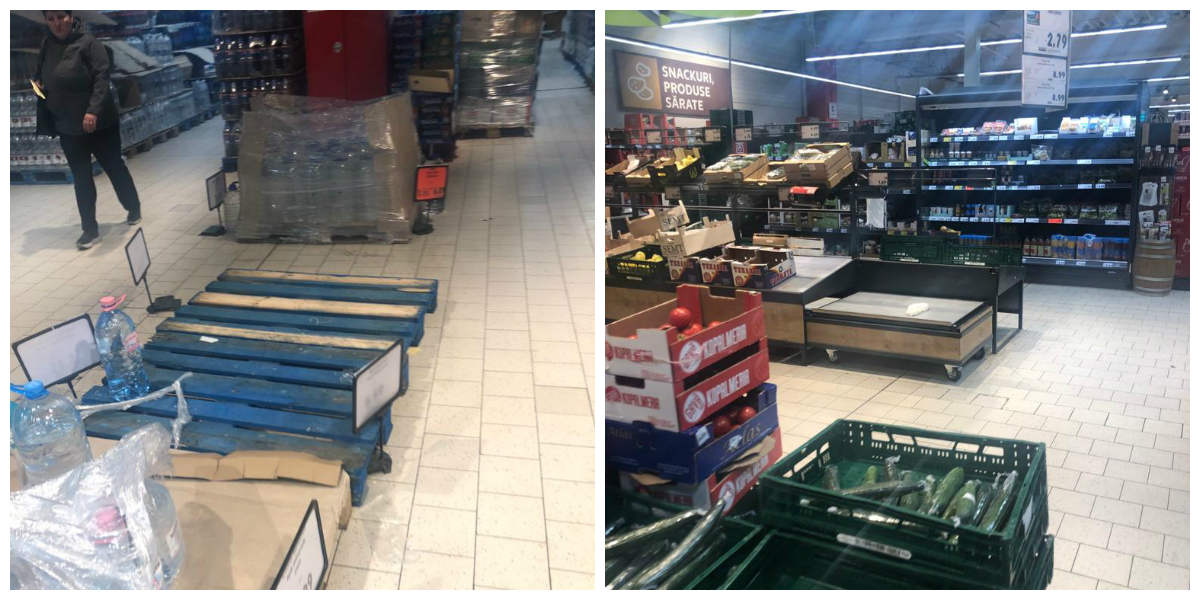 foto medieșenii speriați de coronavirus - cozi la supermarketurile din oraș