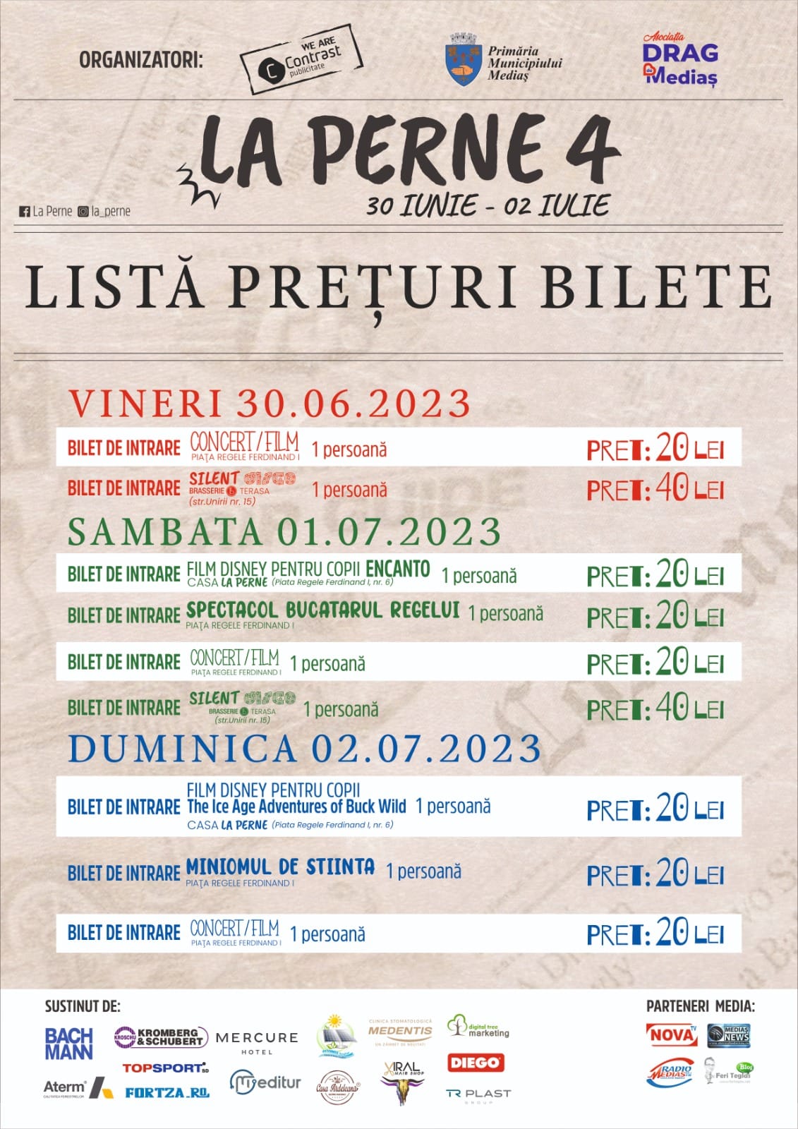 Weekend plin de filme la Mediaș - Bilete pentru festivalul ”La Perne” 2 weekend plin de filme la mediaș - bilete pentru festivalul ”la perne”