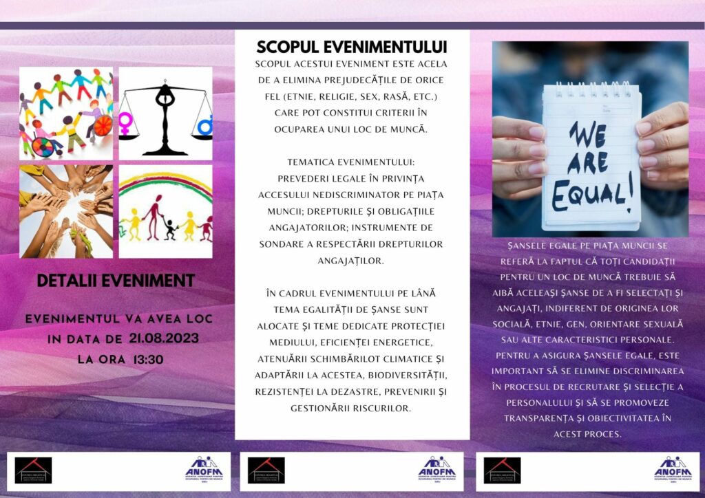 Conferință „Șanse Egale pe Piața Muncii” la Mediaș – 21 august, ora 13.30 3 conferință „șanse egale pe piața muncii” la mediaș – 21 august, ora 13.30
