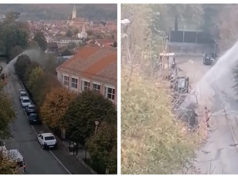avarie la conductă de pe strada metanului. apa târnavei: ”este veche de 50 de ani” (video)