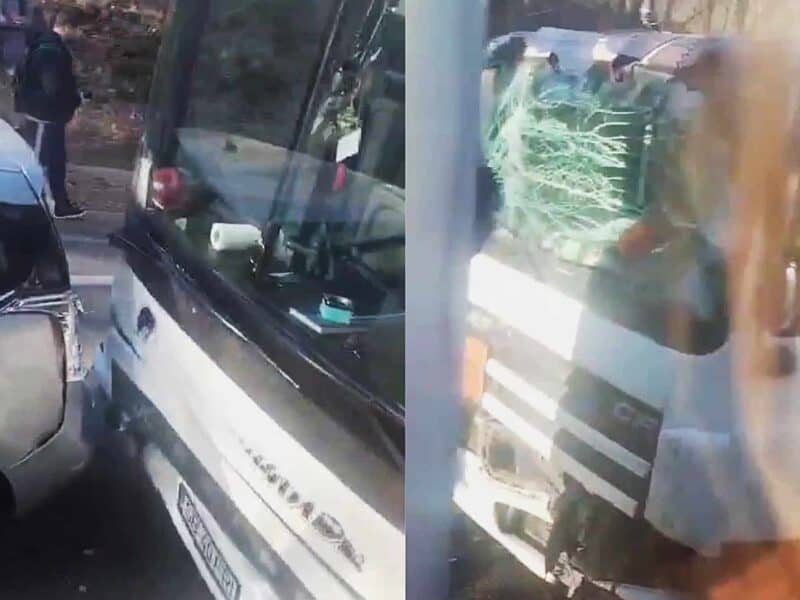 accident pe drumul din slimnic: trei mașini, inclusiv un autocar, au fost implicate (video)