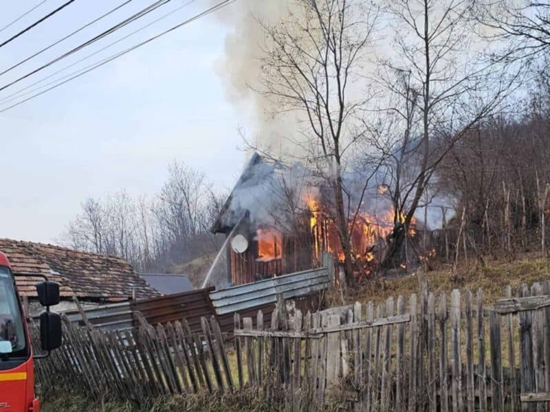 cabană din moșna distrusă de un incendiu (foto)