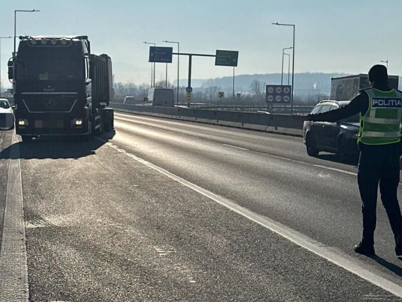 operațiune de tip releu a poliției pe unul dintre cele mai circulate drumuri naționale din județul sibiu