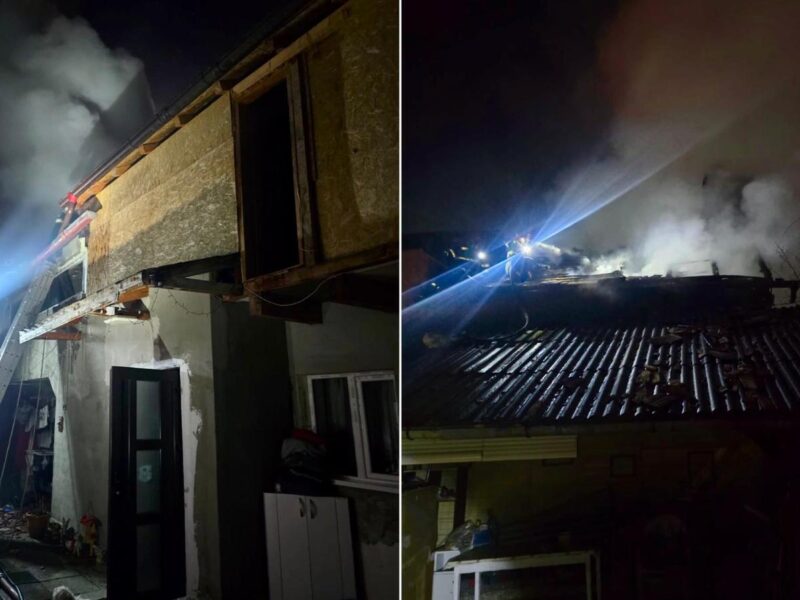 incendiu devastator în miez de noapte la sibiu: mansarda unei case distrusă