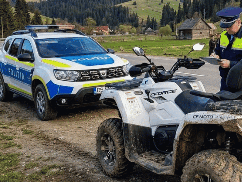 la 67 de ani, surprins pe atv cu permisul suspendat