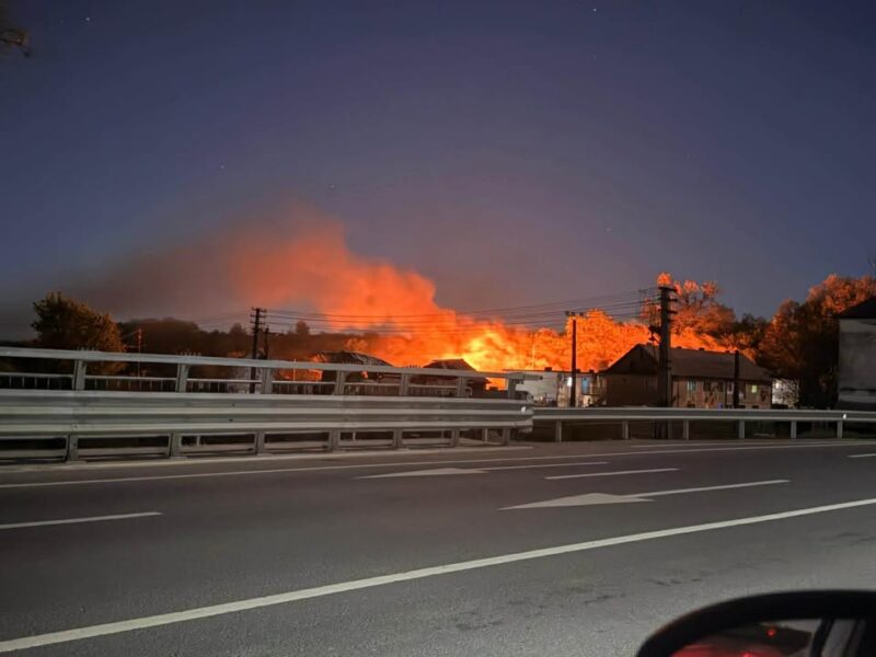 incendiu de amploare în apropierea fabricii seviș, intervenție a pompierilor în desfășurare