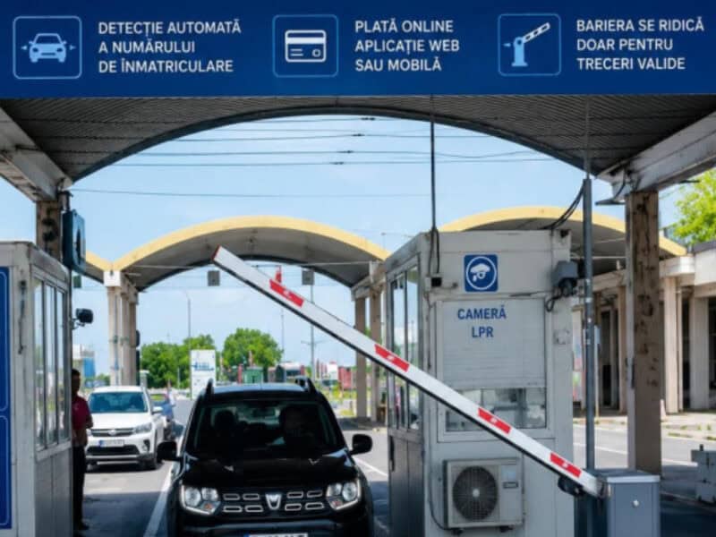 se introduce plata electronică a taxei de trecere pe podul giurgiu-ruse cu benzi dedicate și barieră automată pentru șoferii care achită în avans