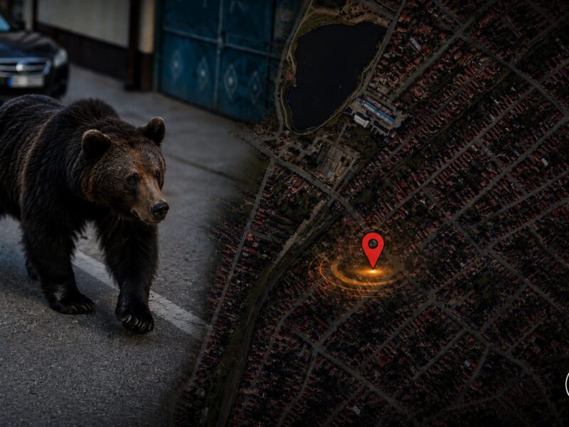 apar noi imagini cu ursul care s-a plimbat prin sibiu animalul surprins de camera unui cititor pe traian demetrescu