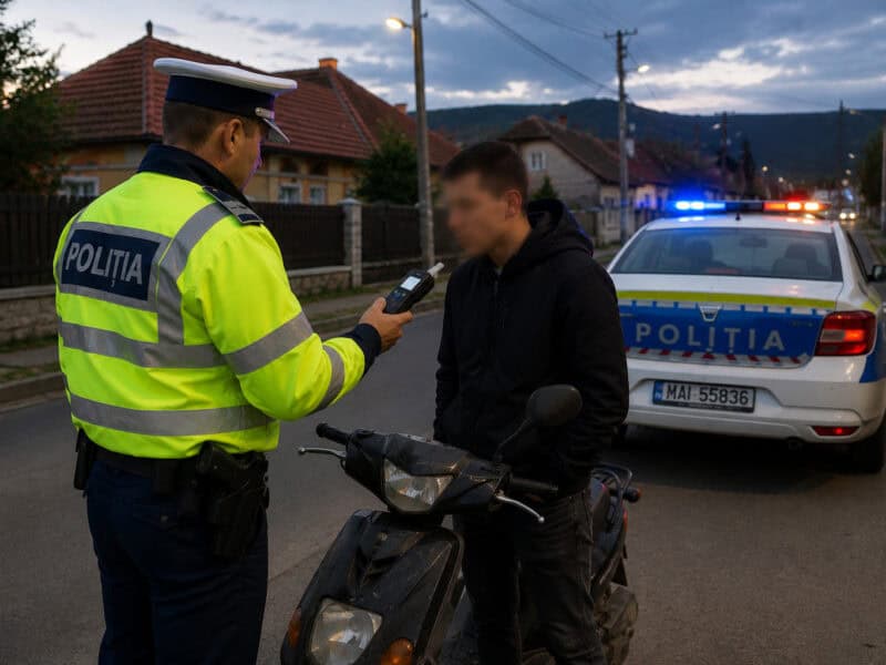 trei infracțiuni dintr-un foc tânăr din bârghiș oprit de polițiști la rășinari pentru conducere fără permis sub influența alcoolului și cu scuter neînmatriculat