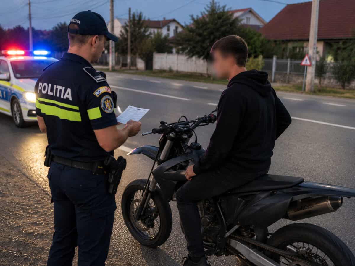 dublă ilegalitate în trafic la copșa mică tânăr de 21 de ani prins conducând fără permis cu o motocicletă neînmatriculată