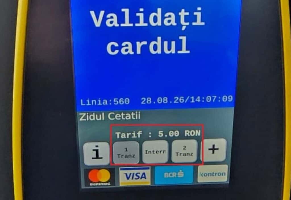 Tursib setează tariful implicit pe validatoare la 5 lei în zonele metropolitane